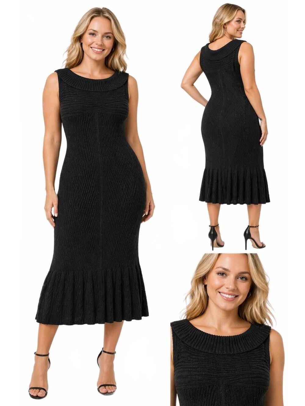 Torrid Black Sleeveless Midi Bodycon Cable Knit Dress Size 3